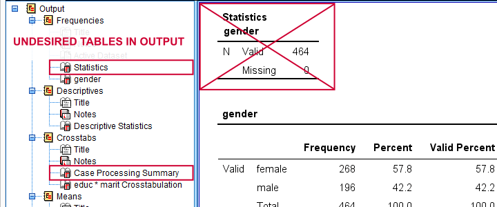 SPSS Remove Undesired Tables From Output