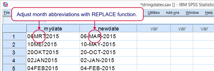 SPSS REPLACE Function Example