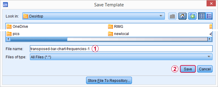 SPSS Save Chart Template Path Dialog