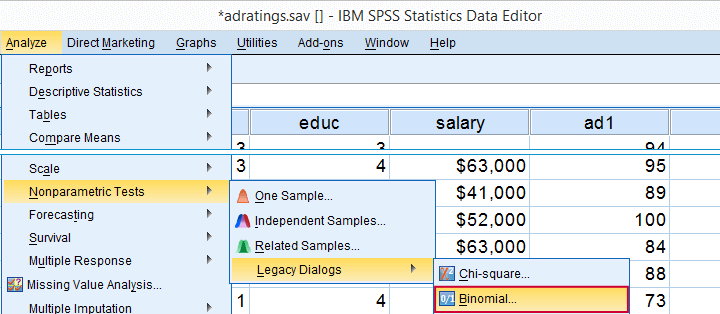 does not equal sign in spss