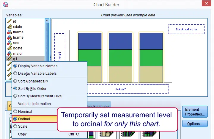 measure in spss 25 nominal ordinal