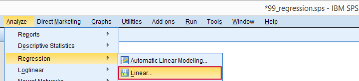 SPSS Stepwise Regression - Main Menu