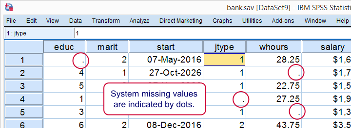 SPSS System Missing Values In Data View Example Bank