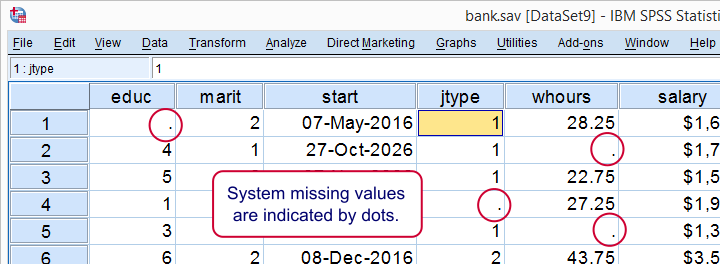 missing values spss code