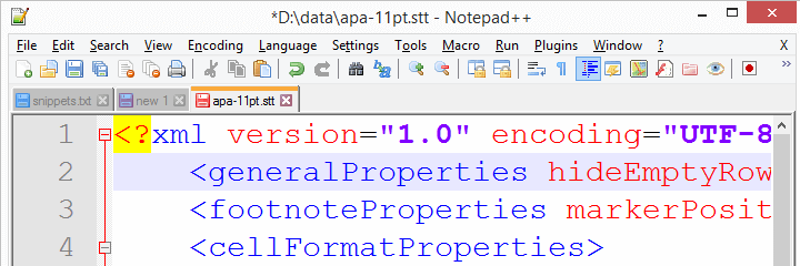 SPSS Tablelook Xml In Notepad