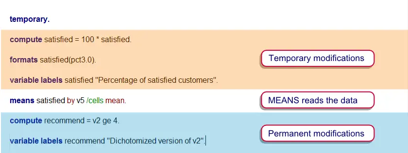 SPSS Temporary Command