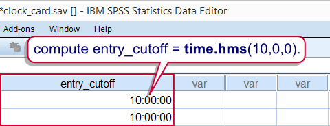 SPSS Time.Hms Example