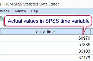 SPSS Time Variable Actual Values
