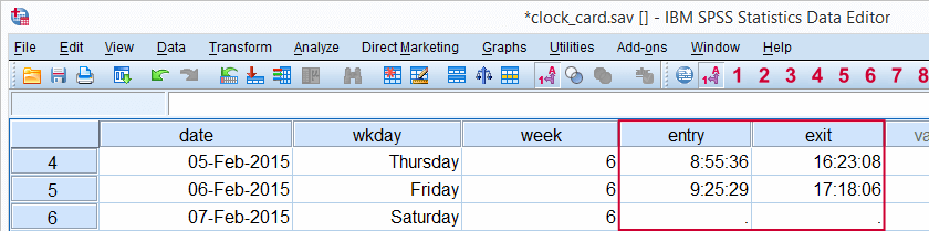 SPSS Time Variables in Data View