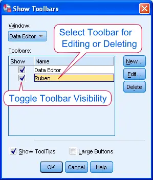 how get toolbar in spss ibm 20