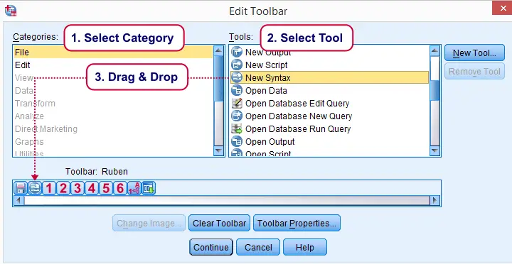 SPSS Toolbar - Drag and Drop Tools