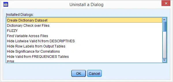 Uninstall SPSS Custom Dialog 3