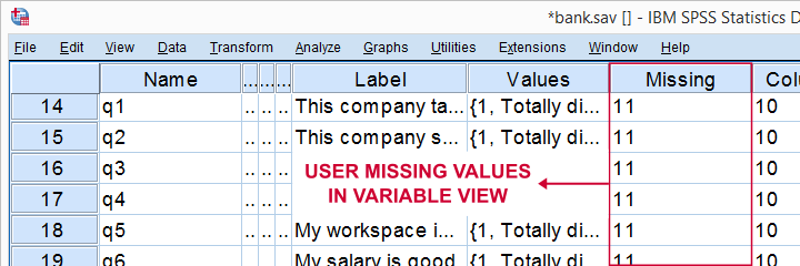 SPSS User Missing Values In Variable View