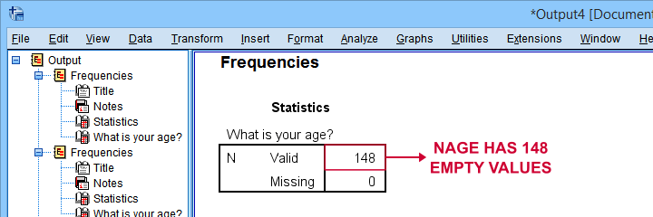 SPSS Valid Values For Frequencies