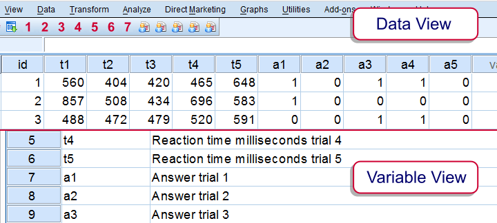 SPSS VARSTOCASES - Reaction Times