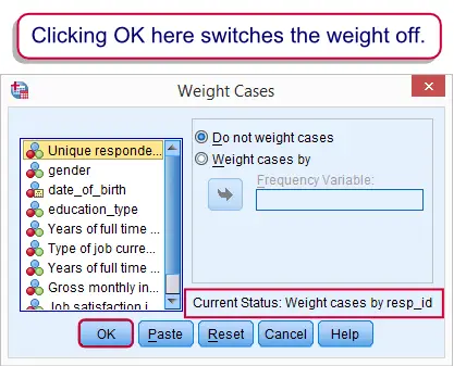 SPSS Weight Off